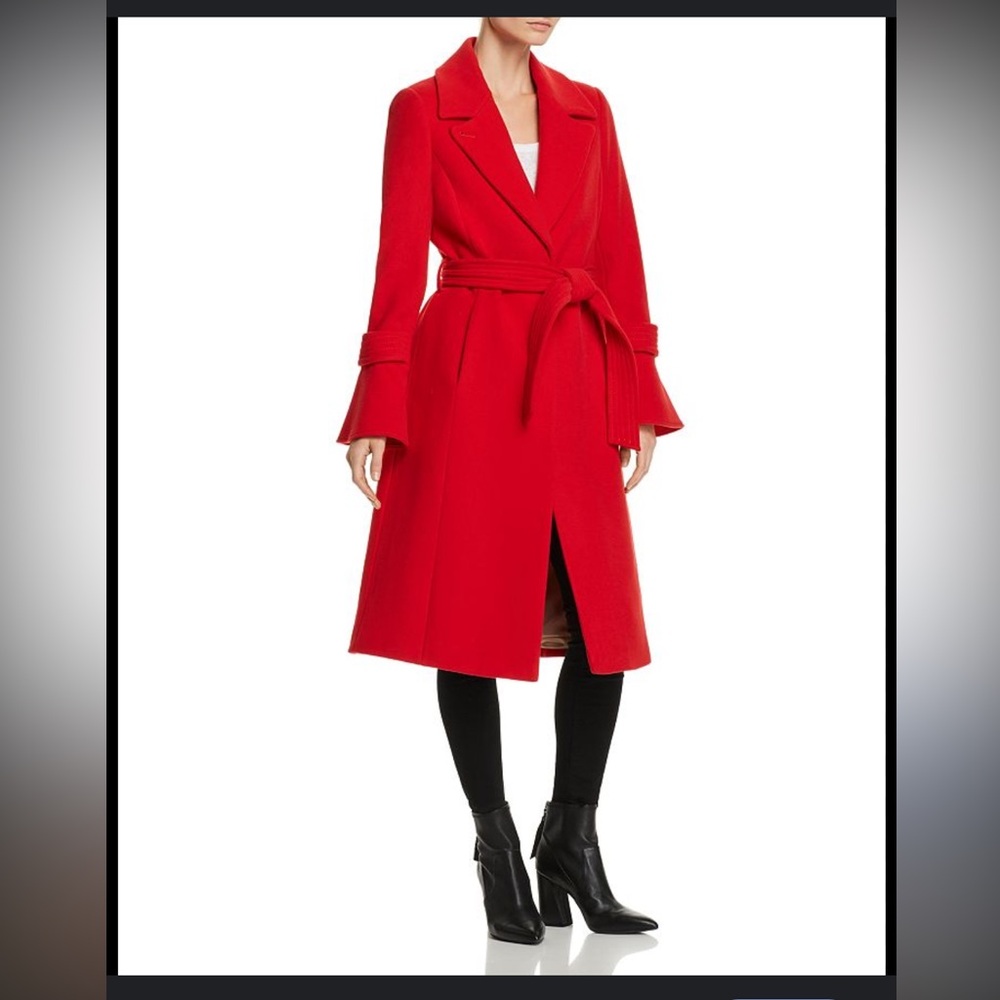 Joie Hersilia Wool Blend Long Line Belted Overcoat Fully Lined in Desert Rose